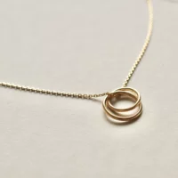 Collier pendentif double anneaux entrelacés en or vermeil pour femme