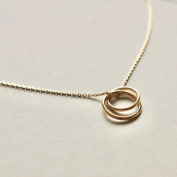 Collier pendentif double anneaux entrelacés en or vermeil pour femme